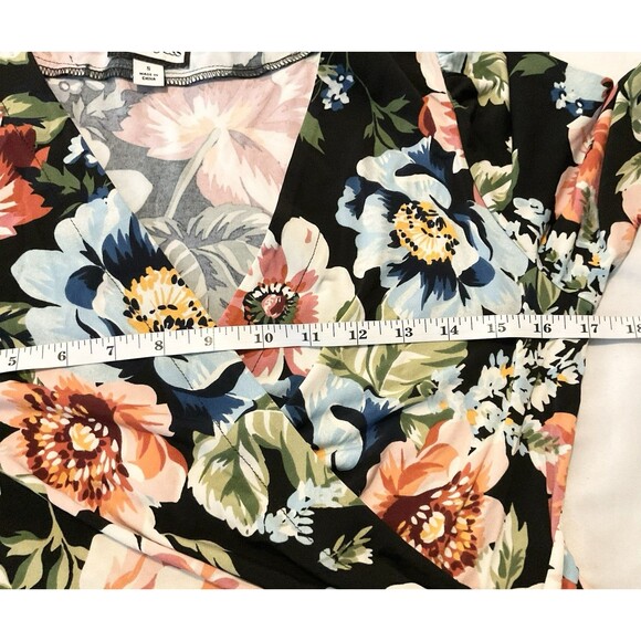 Sam & Jess Women's Floral Surplice-Neck Wrap Top Size S, Multi Colored NWT - Picture 9 of 9